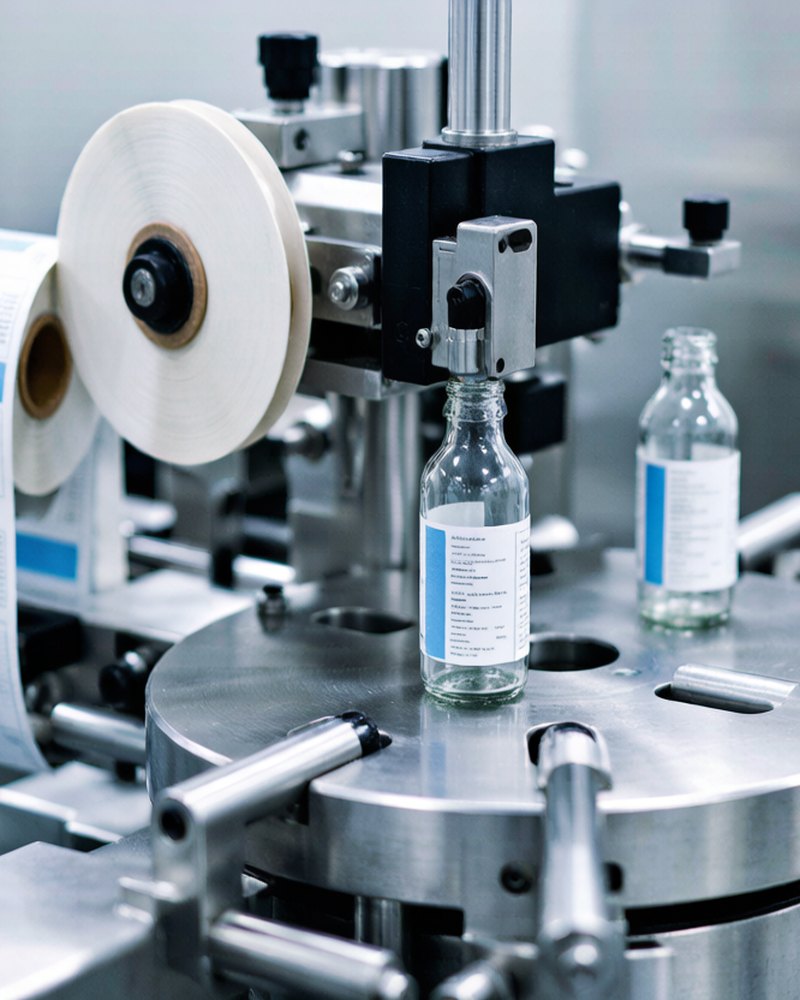 Automatic bottle labeling line